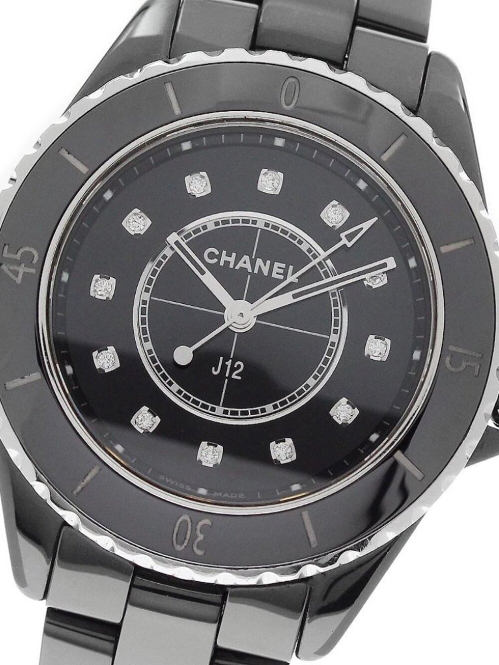 CHANEL J12 H5701 Black Ceramic 33MM 12P Diamond Quartz Ladies Watch_953439